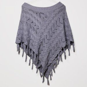 Off-the-Shoulder Dark Grey Knit Poncho by Mudd